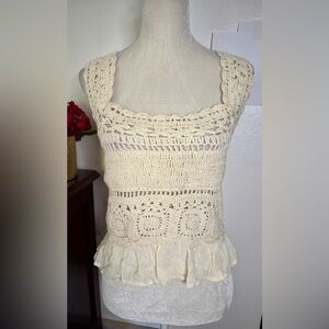 Sim & Sam Crochet Tank Top Butter Yellow Size Large